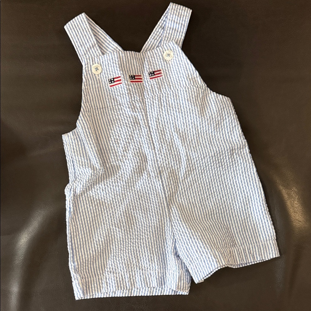 Starting Out Nautical Striped Overalls - Red Blue & White - 3/6M